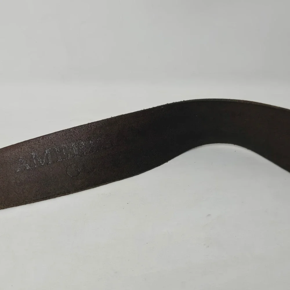 American Eagle Mens Brown Leather Belt Stars‎ and Stripes Embossed Size 36-38